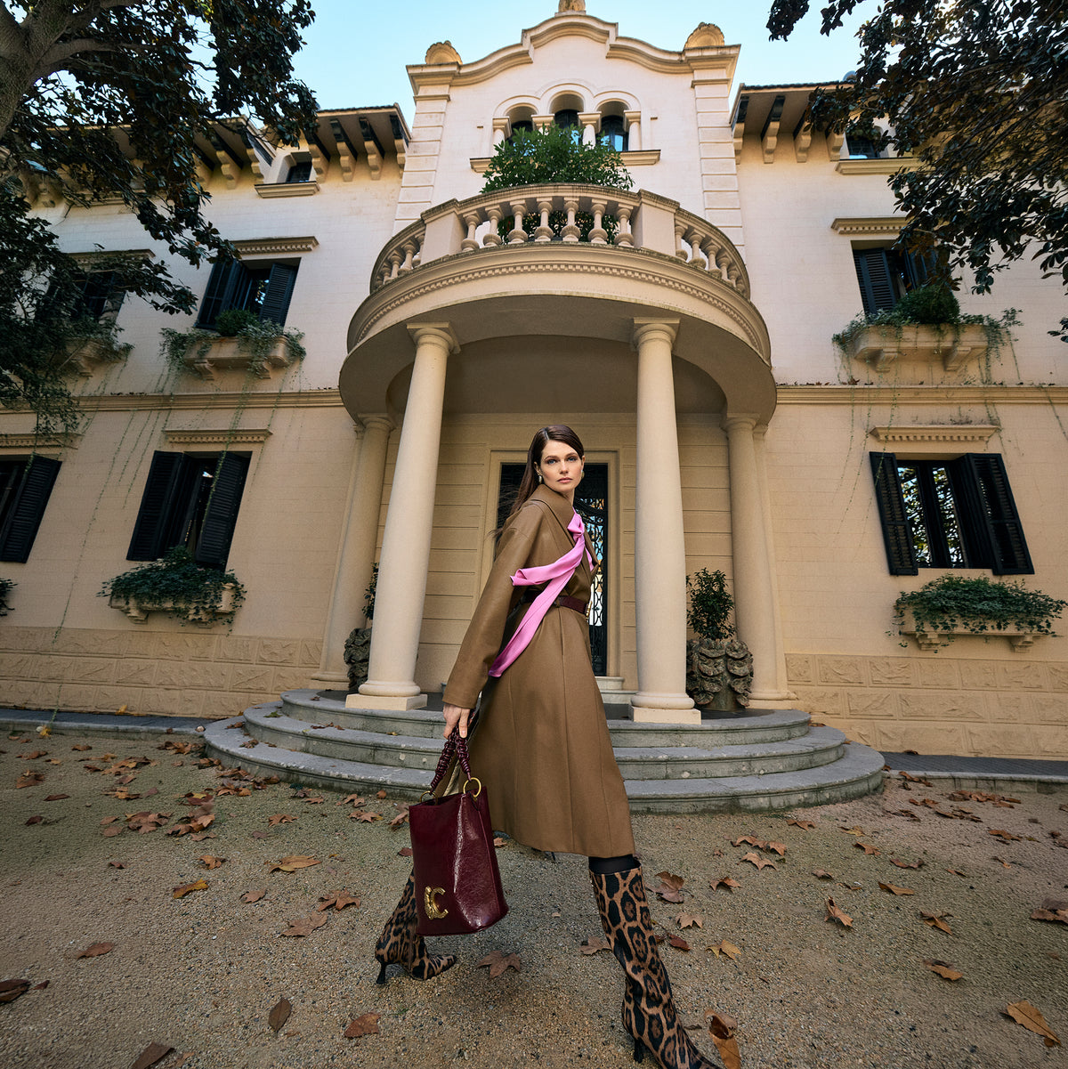 Faux leather long coat