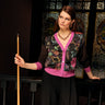 Cardigan bimatière imprimé