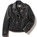 Blusão motard com detalhes de tachas