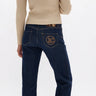 Long Jeans with Contrasting LC Embroidery on Back Pocket
