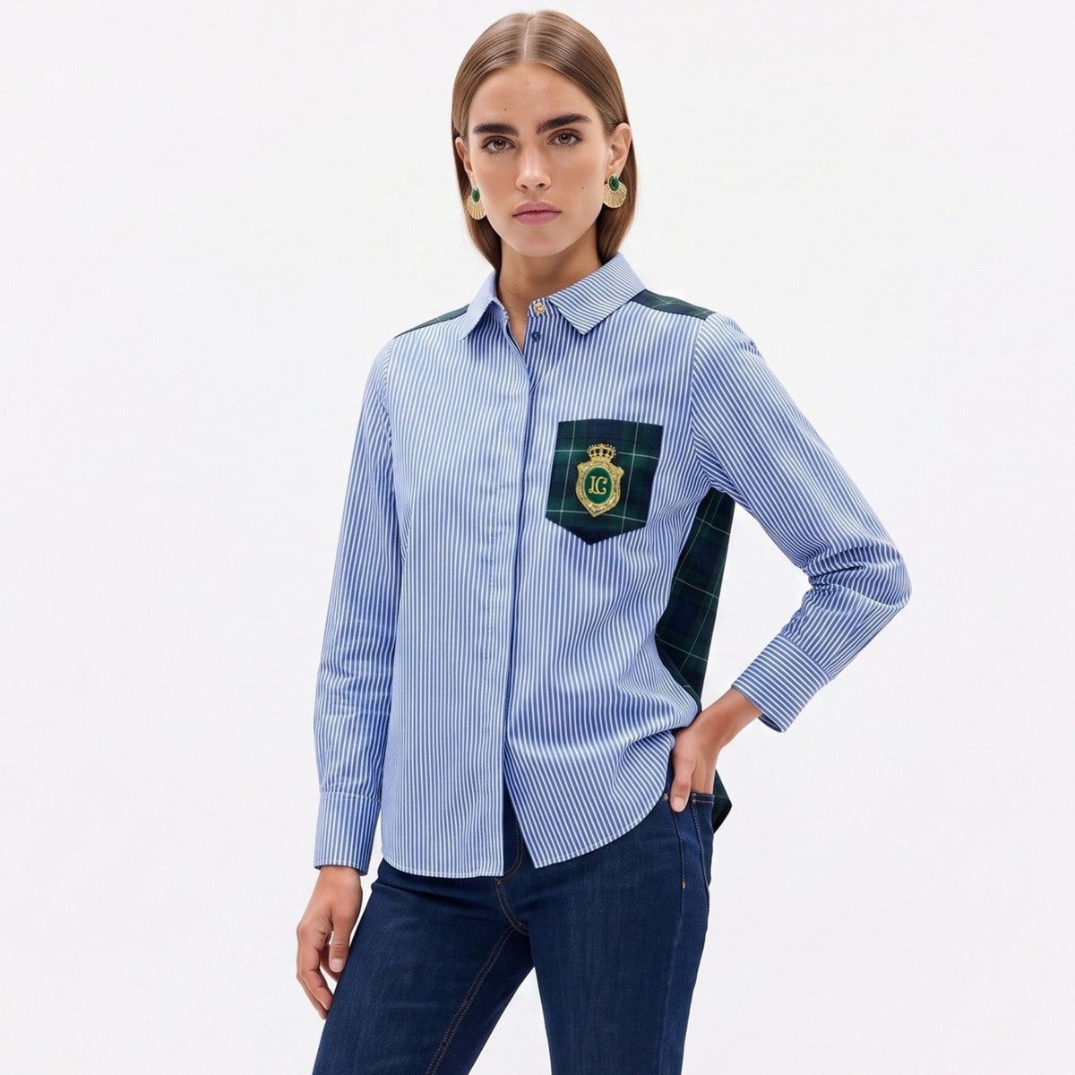 Camisa combinada rayas tartan