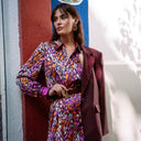 Vestido Estampa Animal Roxo