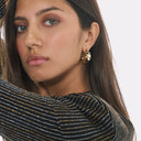 Drop Hoop Earrings Black Crystals