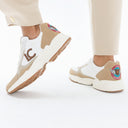 Running Sole Sneakers with Patch Detail in Various Materials and Leather