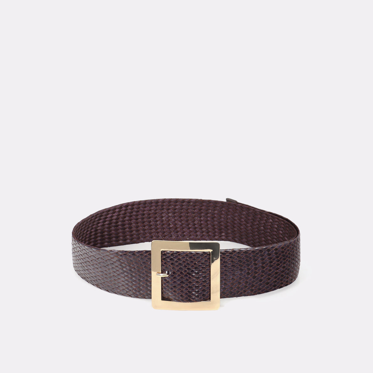 Braided Faux Leather Belt with Square Metal Buckle