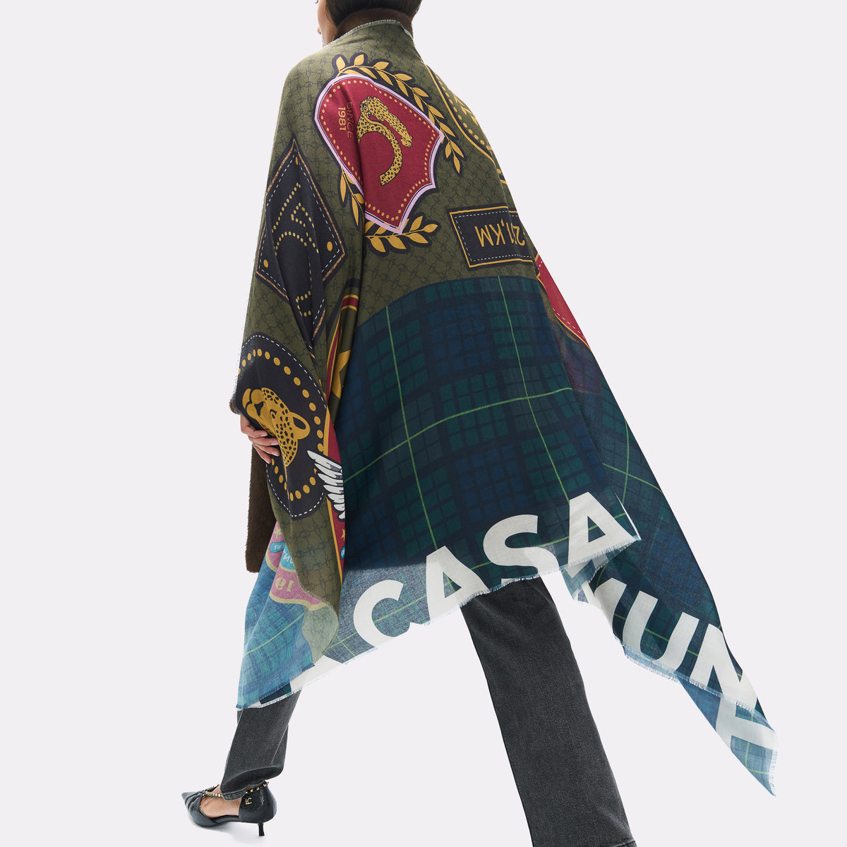 Plaid and Patch Scarf 100x200cm