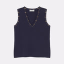 Top con borchie rotonde e quadrate