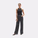 Straight Long Denim with Bicolor Side and Studs
