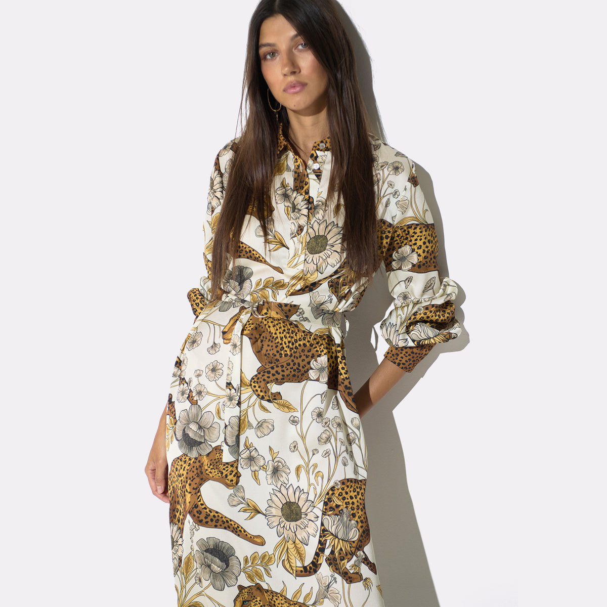 Robe longue à imprimé animal