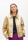Gold crackled bomber jacket