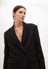 Straight fit double-breasted blazer with rhinestones