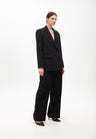 Straight fit double-breasted blazer with rhinestones