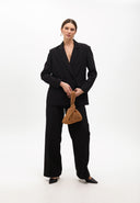 Straight fit double-breasted blazer with rhinestones