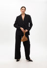 Straight fit double-breasted blazer with rhinestones