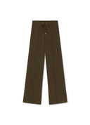 Straight trousers with elastic and central rib