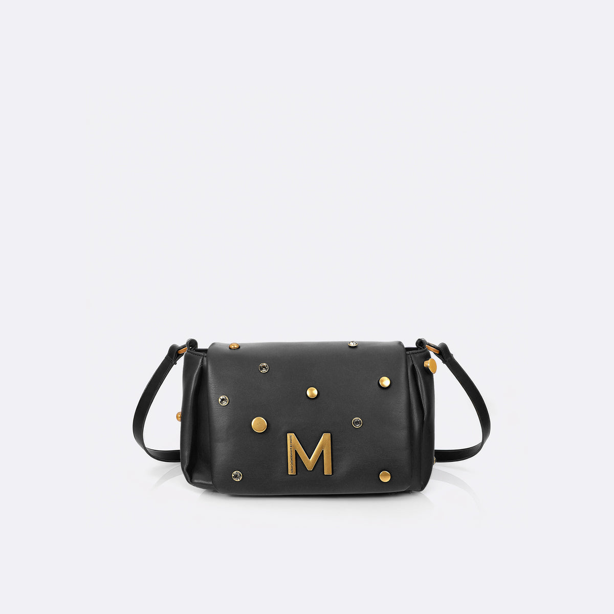 Flap crossbody bag with assorted studs