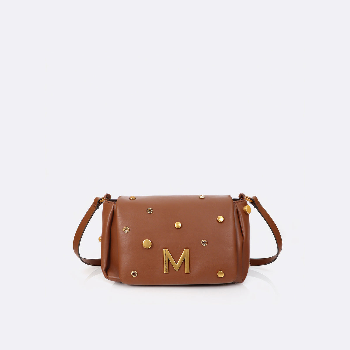 Crossbody bag with flap and assorted studs