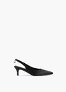 Sapato tipo stiletto de tacão baixo em cetim. PRETO