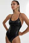 Black patterned swimsuit