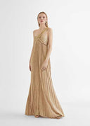 Vestido comprido plissado de alças