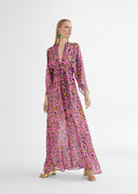 Langes Kleid mit Animal-Print, farbig