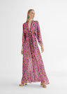 Langes Kleid mit Animal-Print, farbig